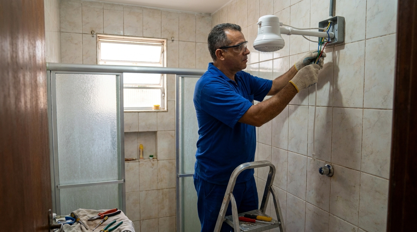Substituição de Chuveiro Antigo em Diadema‑SP